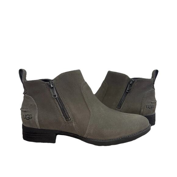 UGG Sz 7 Suede Leather Ankle Boots Womens Aureo II Slate Grey NWOT - Picture 1 of 9